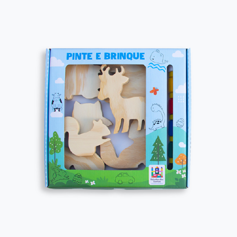 Kit Pinte e Brinque - Presépio de Natal em Madeira para Colorir e