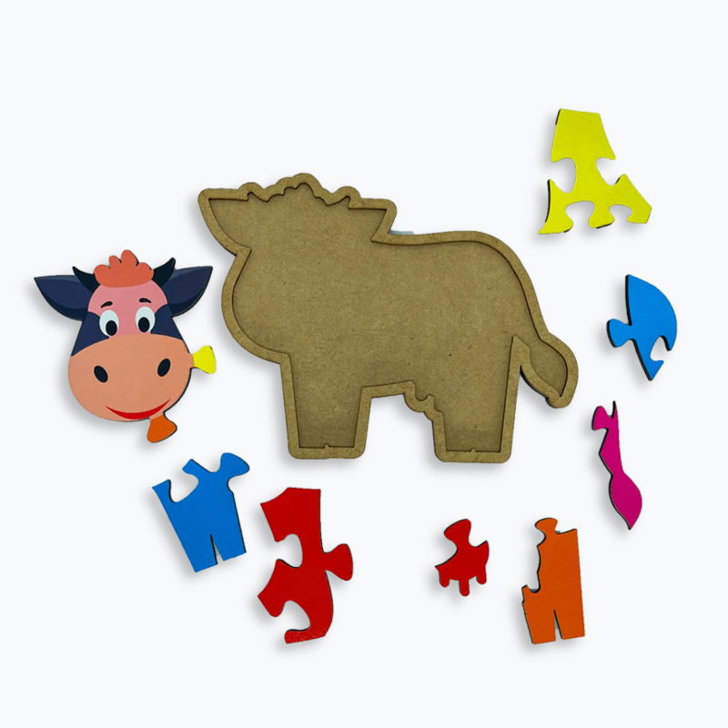 Quebra-Cabeça de Encaixe - Vaca - Majoca Colorê Brinquedos Educativos