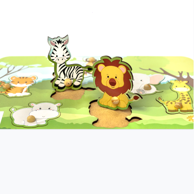 Jogo Quebra Cabeça Infantil Safari Brinquedo De Encaixe