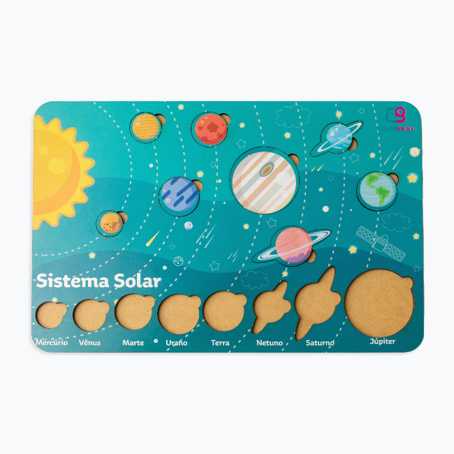 Quebra-Cabeça Sistema Solar Brinquedo Educativo de Madeira
